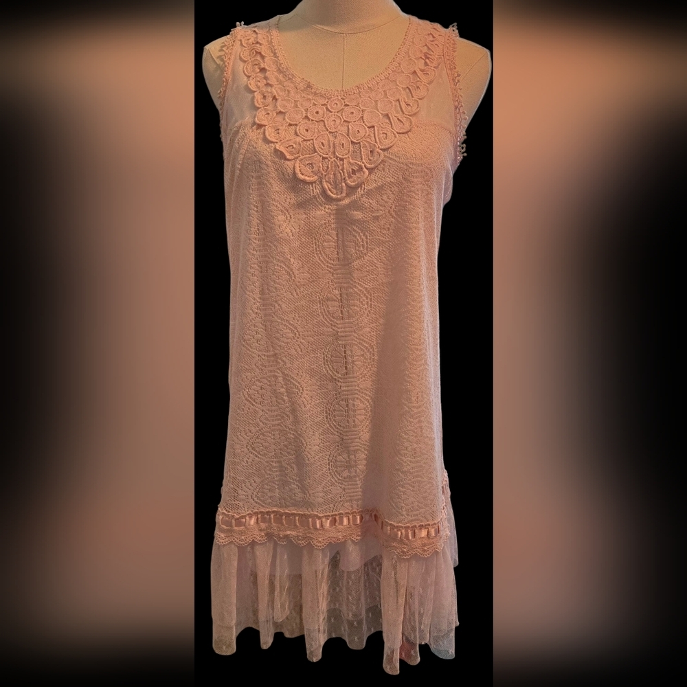 NWT RARE Risøe Be Beautiful Pink Crochet Shift Dress